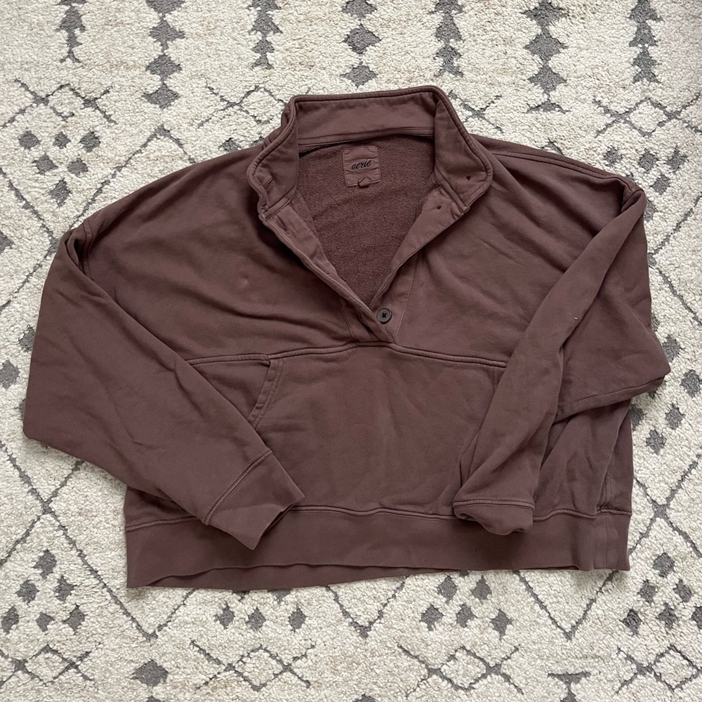 Aerie Crop Button Sweatshirt